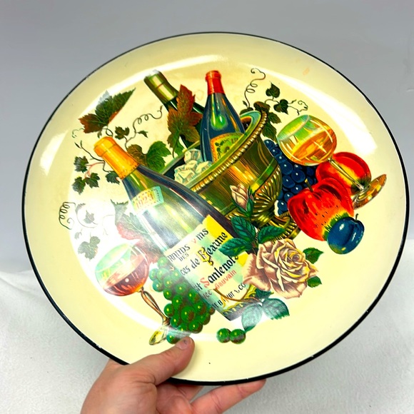 Vintage 13” round melamine/plastic wine design serving tray Japan - Picture 2 of 9